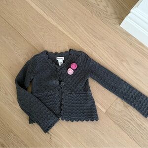 OshKosh B'gosh grey knit cardigan with pink roses